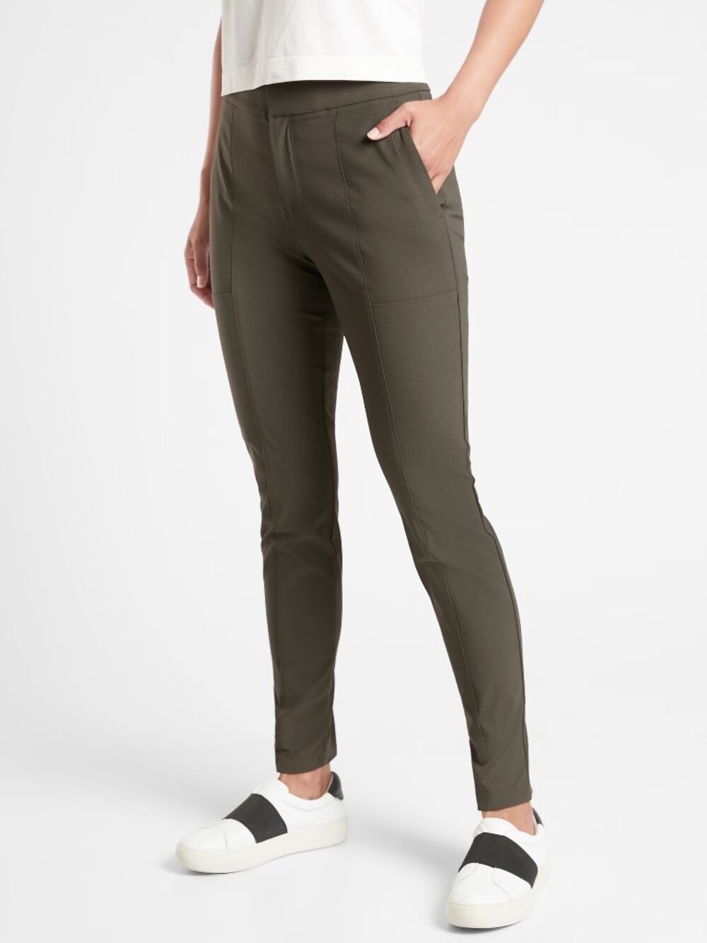 Athleta Olive Green Slim Track Joggers